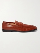 BOTTEGA VENETA - Croc-Effect Leather Loafers - Brown