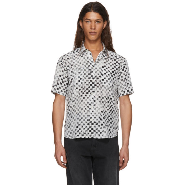 Photo: Saint Laurent Black and White Silk Checkerboard Shirt