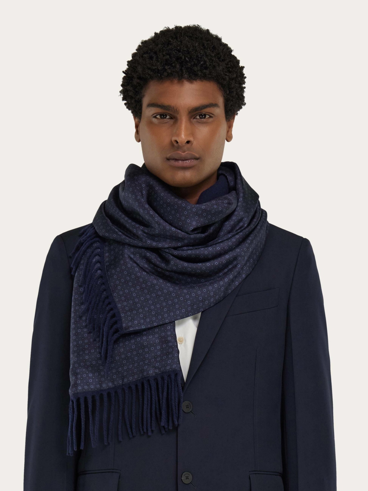 Ferragamo Mens Double face scarf in Blue
