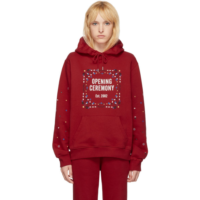 Opening Ceremony Red Unisex Bandana Box Logo Hoodie Opening Ceremony