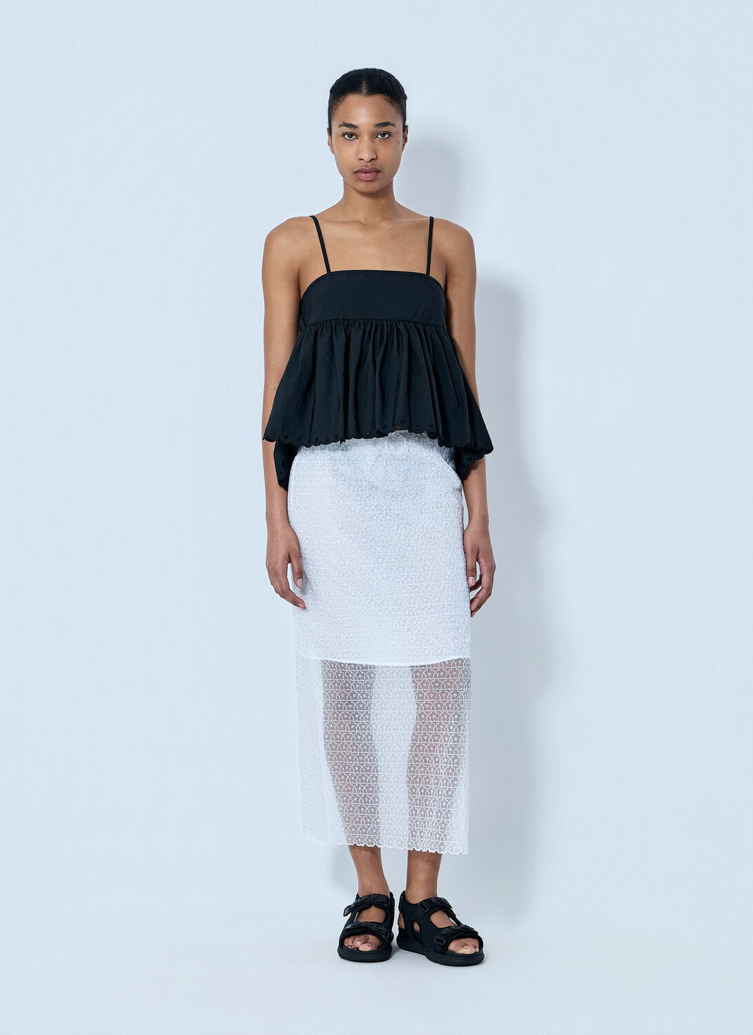 Cecilie Bahnsen CBselena Embroidered Taffeta Top