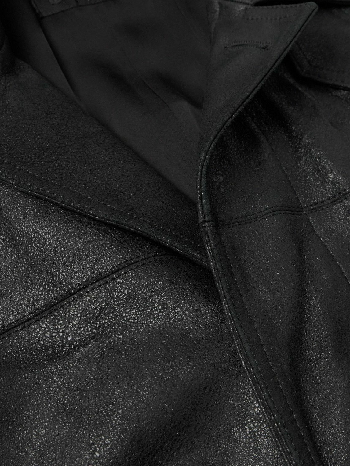 Dolce&Gabbana - Belted Paneled Textured-Leather Trench Coat - Black
