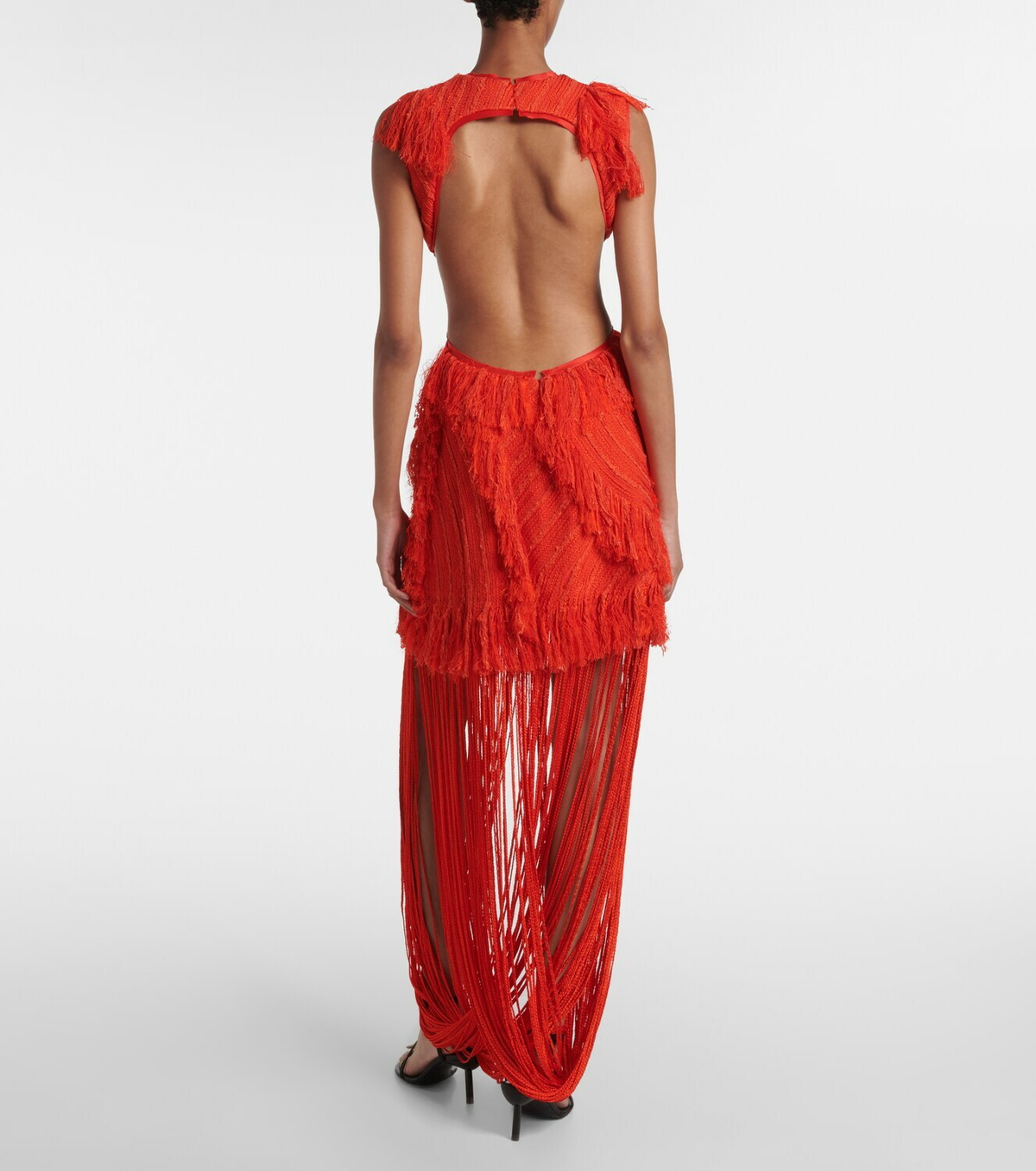 Xu Zhi Fringed open-back maxi dress