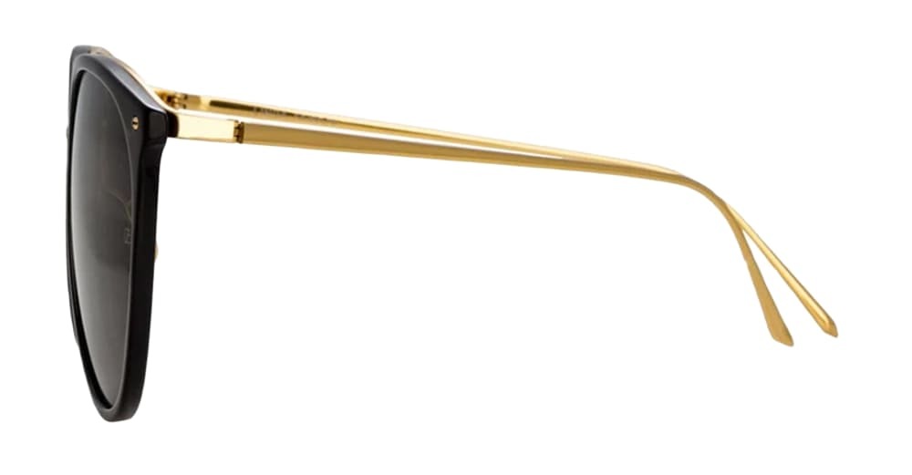 Linda Farrow Kings - Black / Yellow Gold Sunglasses
