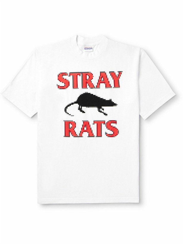Photo: Stray Rats - Pixel Rodenticide Logo-Print Cotton-Jersey T-Shirt - White