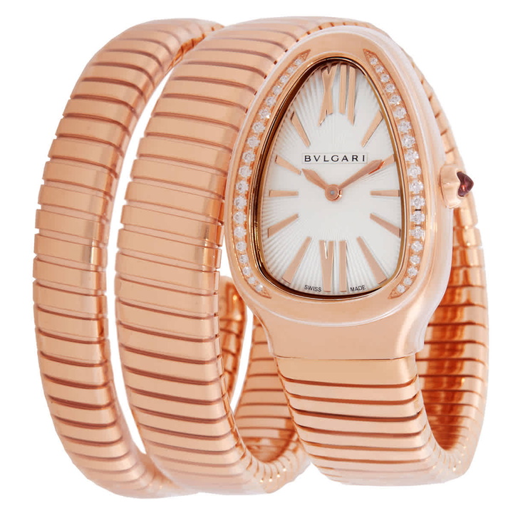Photo: Bvlgari Serpenti Tubogas Quartz Diamond Silver Dial Ladies Watch 103002