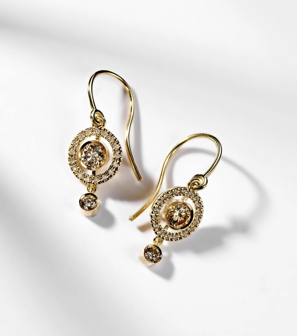Ileana Makri Orbit 18kt gold drop earrings with diamonds