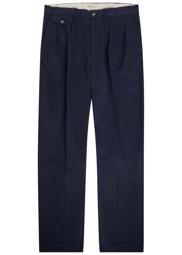 Photo: Gant Pleated Cotton-twill Chinos Navy