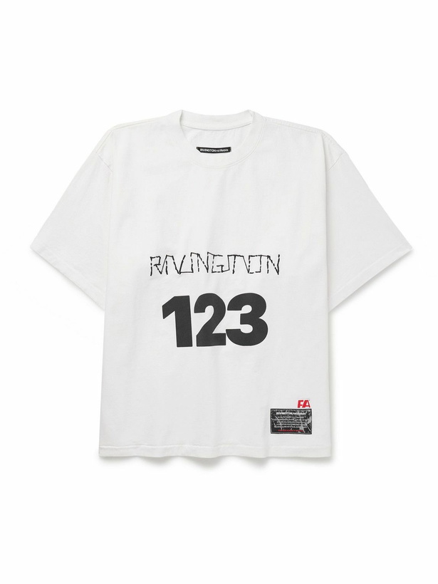Photo: RRR123 - Logo-Print Embroidered Cotton-Jersey T-Shirt - White