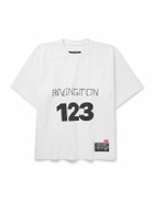 RRR123 - Logo-Print Embroidered Cotton-Jersey T-Shirt - White
