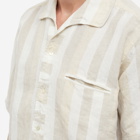 Beams Plus Men's Short Sleeve Italian Collar Shirt in Stripe