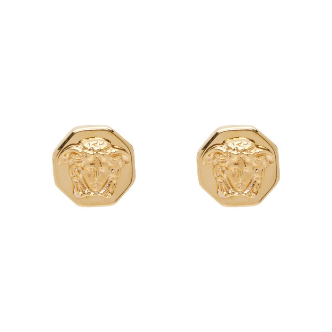 Photo: Versace Gold Octagonal Medusa Stud Earrings