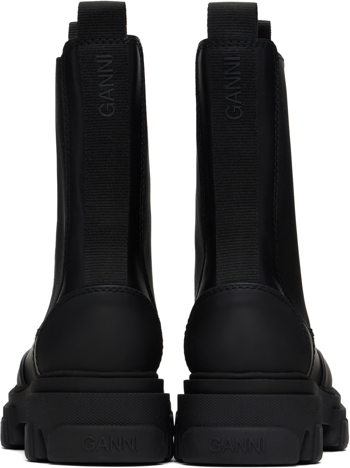 GANNI Black Stitch Cleated Mid Chelsea Boots