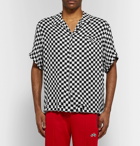 AMIRI - Camp-Collar Checkerboard Silk Shirt - Men - Black