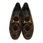 Gucci Brown Velvet GG New Jordaan Loafers