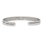 Giorgio Armani Silver Enamel Stripe Cuff Bracelet