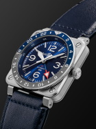 Bell & Ross - BR 03-93 GMT BLUE Automatic Stainless Steel Watch, Ref. BR0393-BLU-ST/SCA