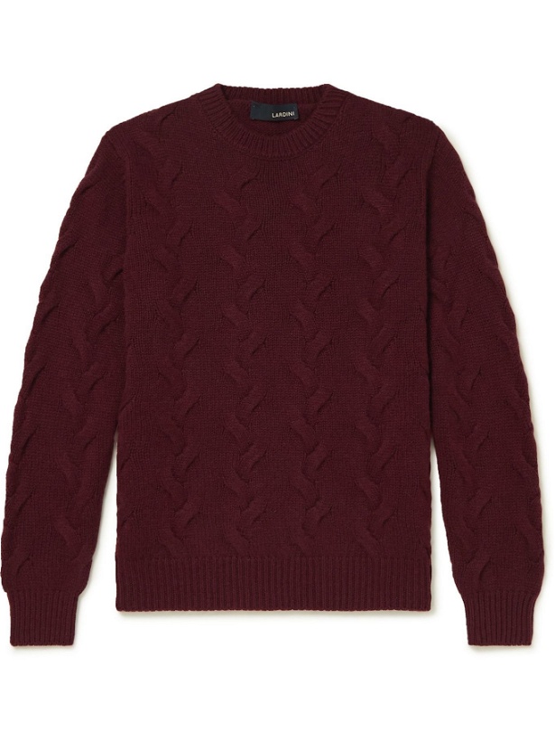 Photo: LARDINI - Cable-Knit Cashmere Sweater - Burgundy