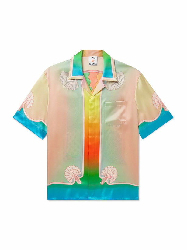 Photo: Casablanca - Lucid Dreams Convertible-Collar Printed Silk Shirt - Multi