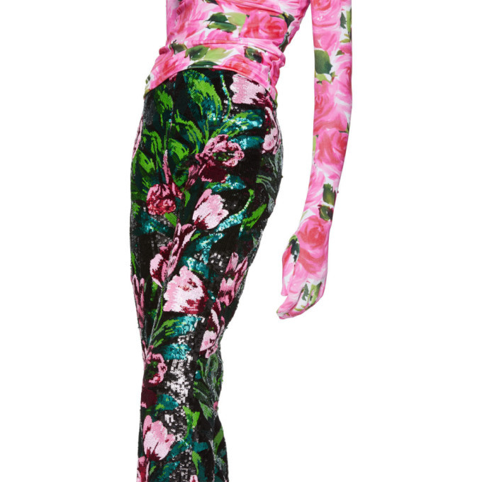 Richard Quinn Black Floral Embellished Trousers