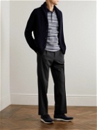 Loro Piana - 360 Flexy Walk Leather-Trimmed Knitted Wish® Silk Sneakers - Blue