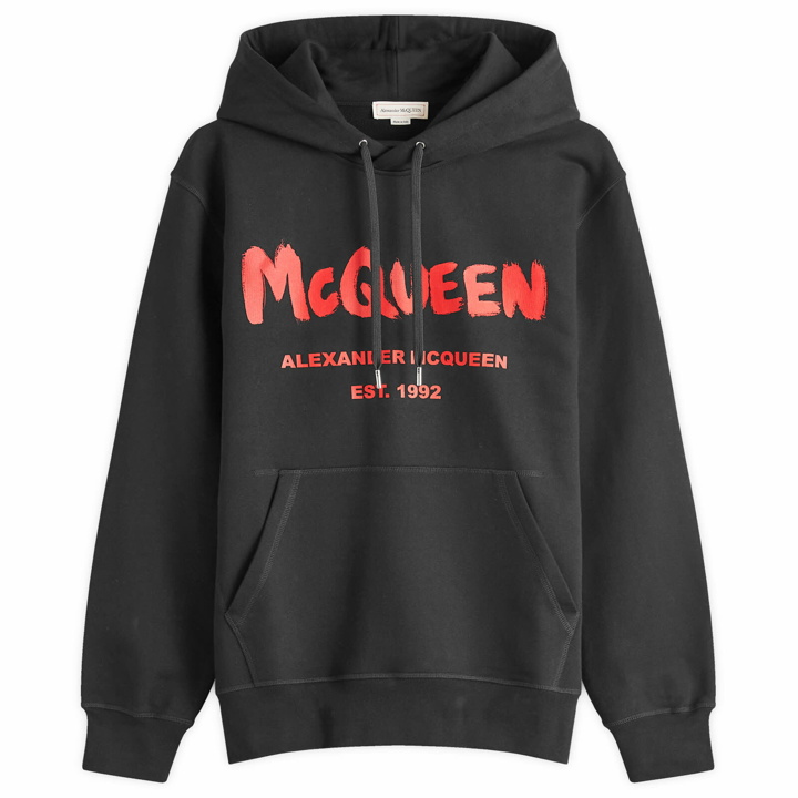 Photo: Alexander McQueen Men's Graffiti Logo Hoodie in Black/Lust Red