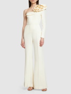 ELIE SAAB - Cady One Shoulder Jumpsuit W/ Ruffles