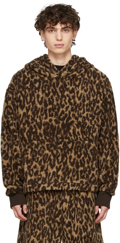 Photo: AMIRI Brown & Tan Printed Leopard Hoodie