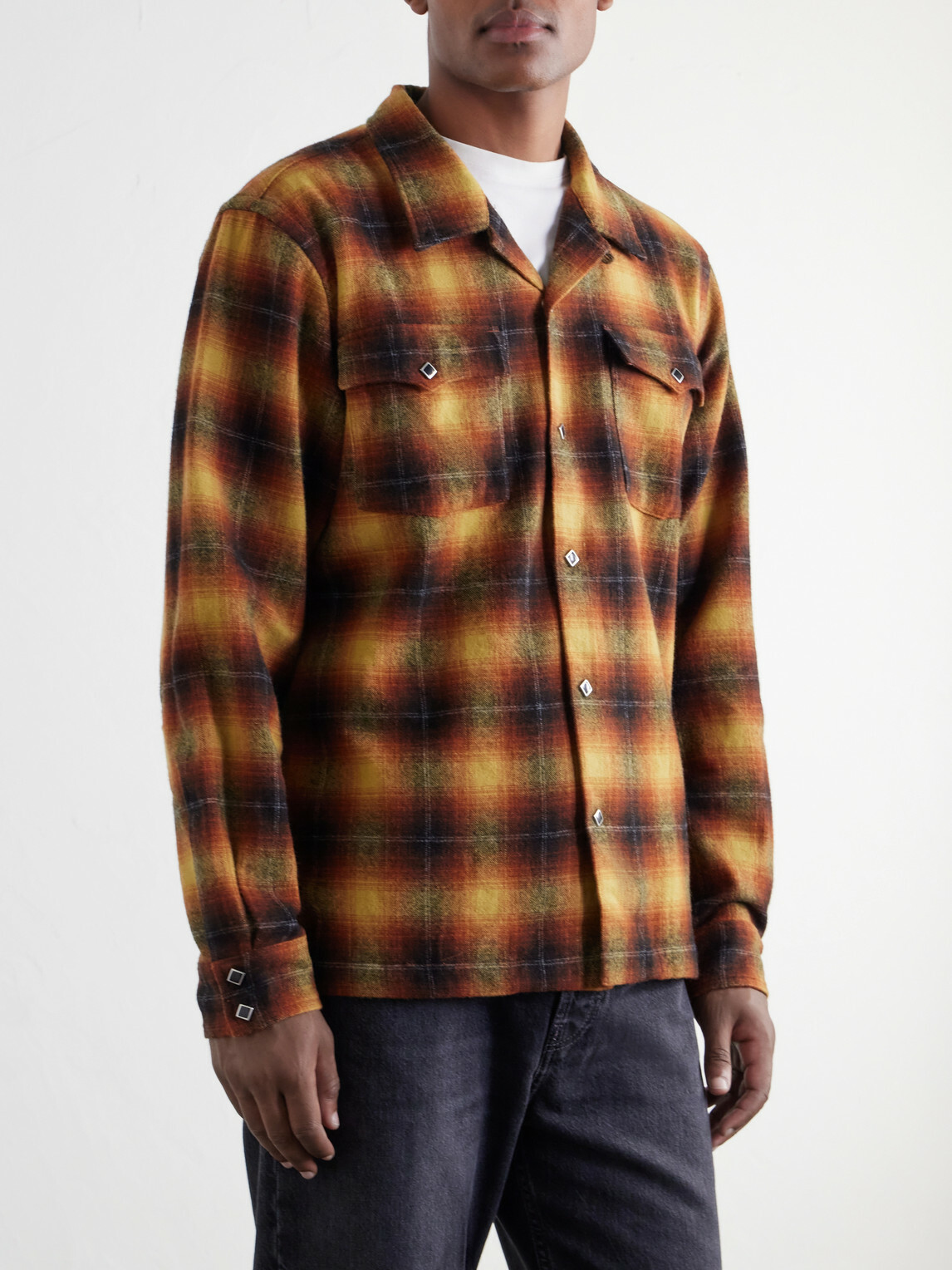 RRL - Jesse Checked Wool-Blend Flannel Shirt - Orange