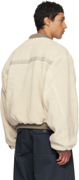 Reese Cooper Beige Sherpa Fleece Bomber jacket
