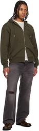 Givenchy Khaki Zipped Fleece Hoodie