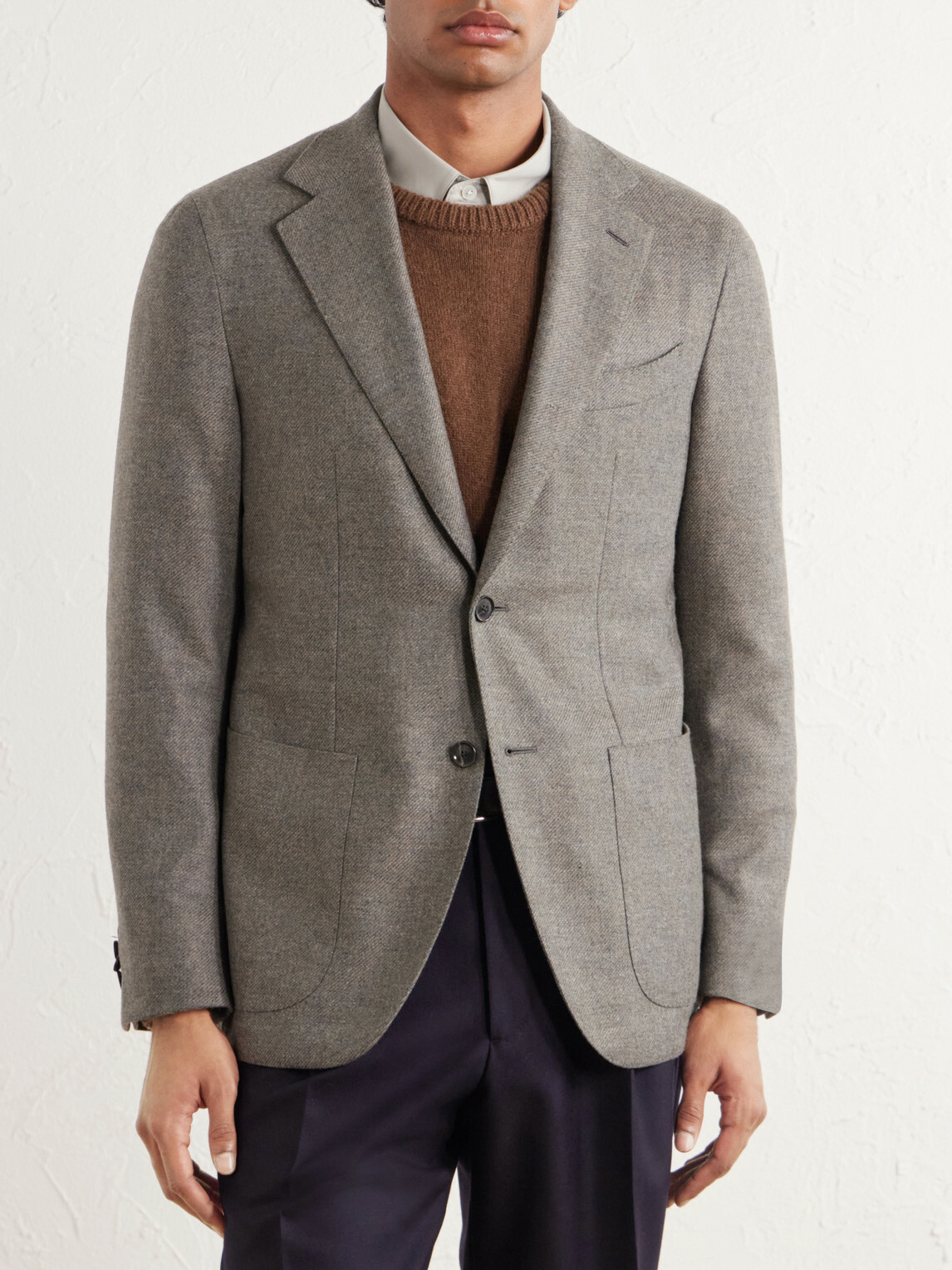 Caruso - Aida Wool and Cashmere-Blend Twill Blazer - Gray