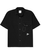 And Wander - Camp-Collar Logo-Print COOLMAX Linen-Blend Shirt - Black