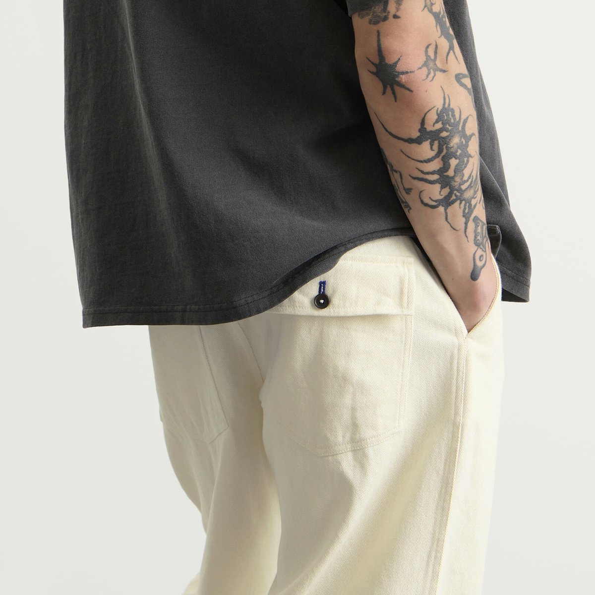 Universal Works Men's Slub Drill Dizzy Trousers in Ecru