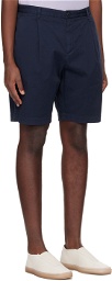 Sunspel Navy Pleated Shorts