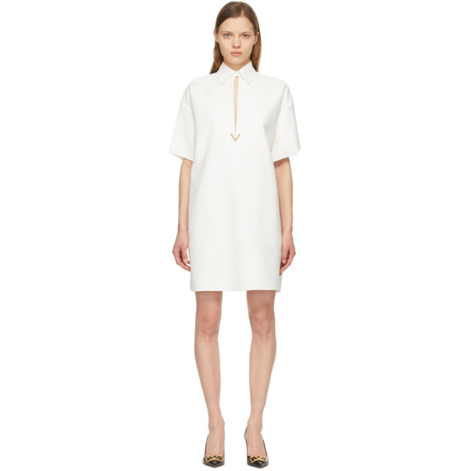 Photo: Valentino White Gabardine VGold Short Sleeve Dress