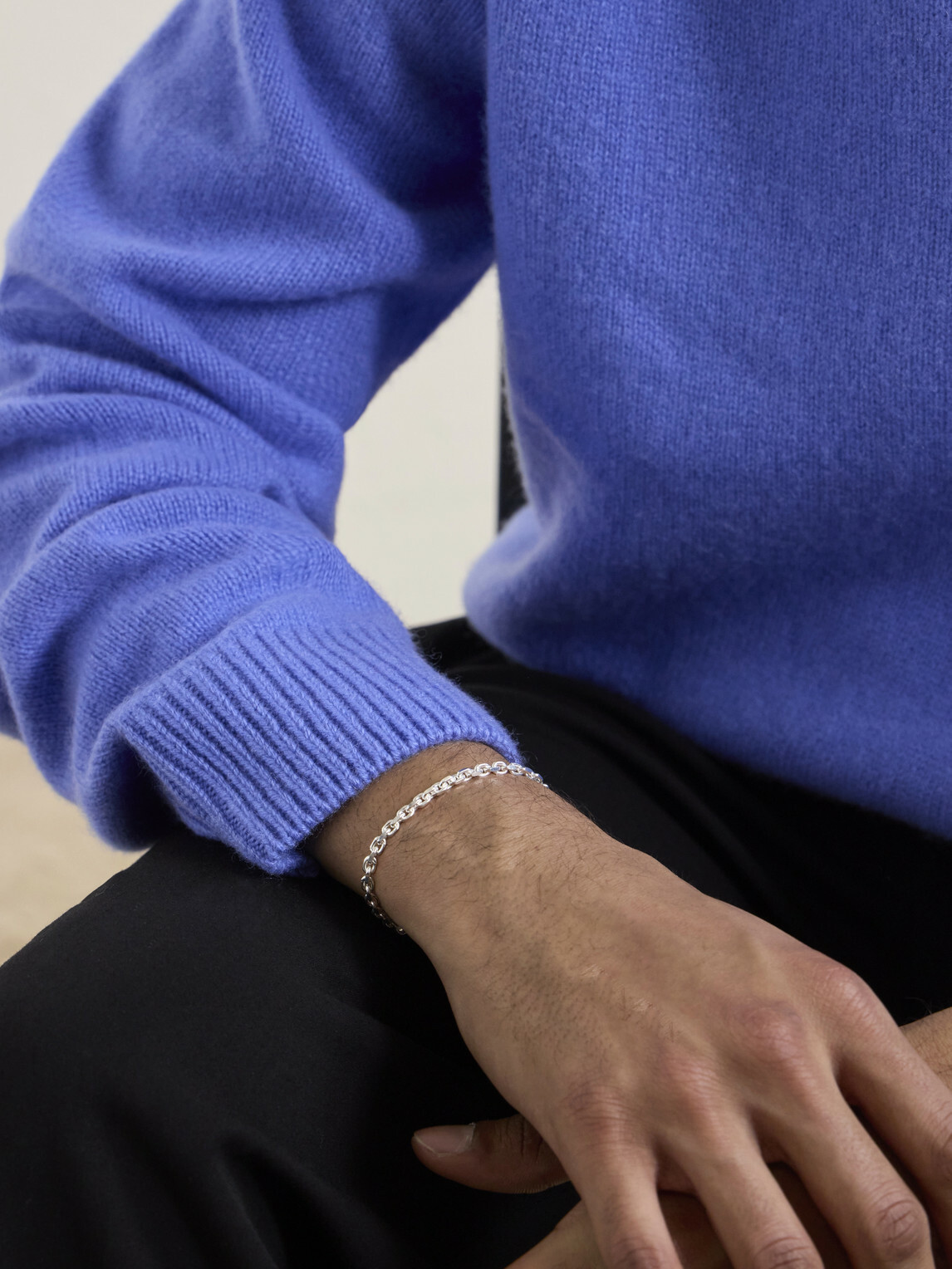 Mikia - Sterling Silver Sapphire Chain Bracelet - Silver