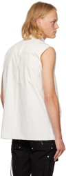 C2H4 White Raw Edge Sleeveless Shirt