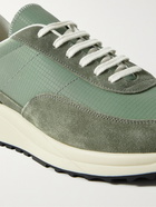 Common Projects - Track 80 Leather-Trimmed Suede and Ripstop Sneakers - Green