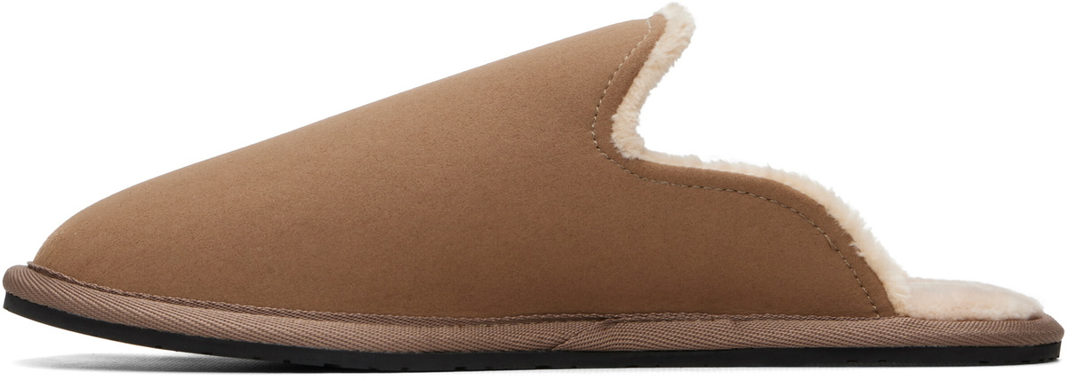 BOSS Beige Faux-Shearling Lined Slippers