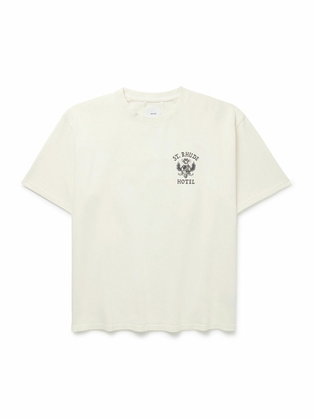 Photo: Rhude - Logo-Print Cotton-Jersey T-Shirt - White