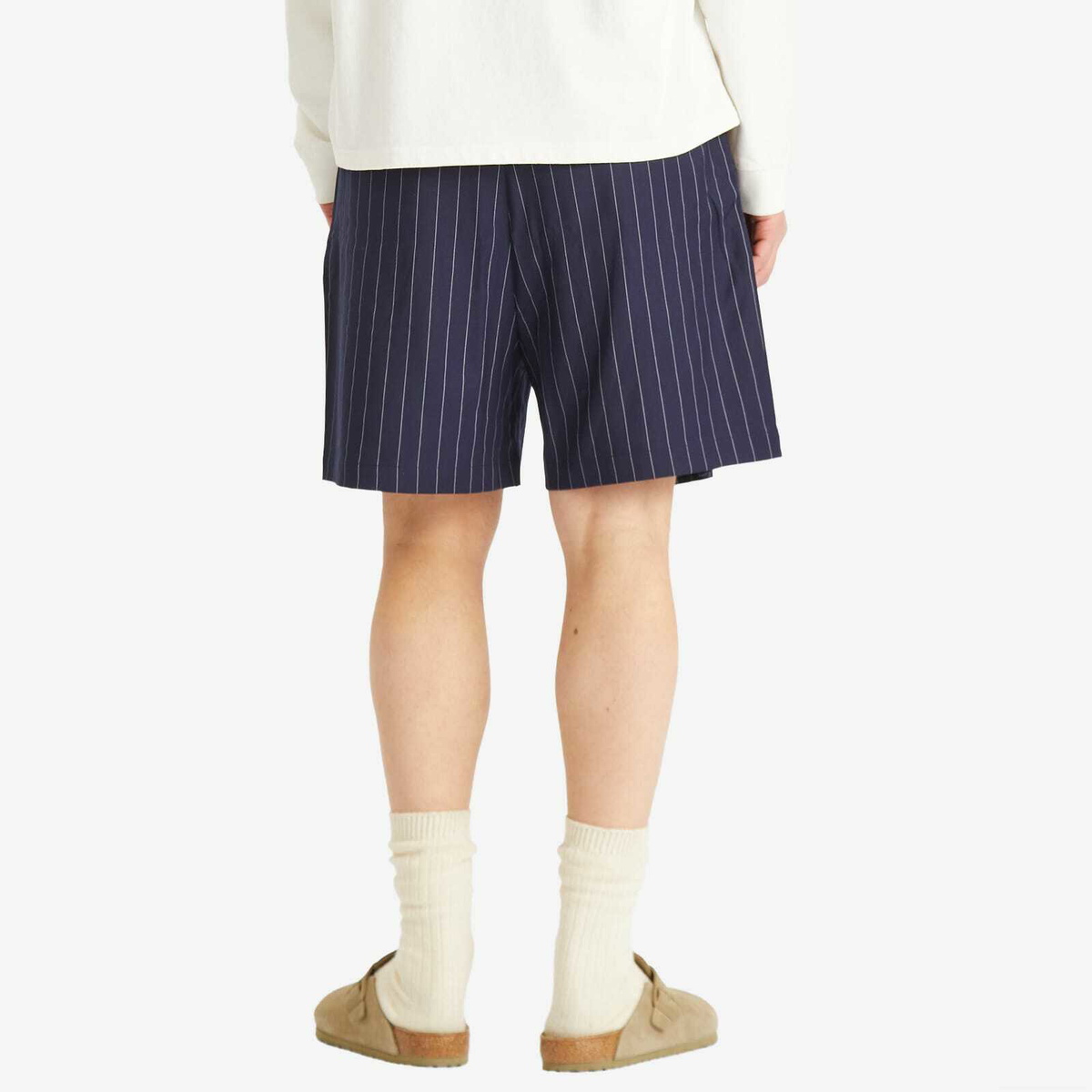 Late Checkout Men's Pinstripe Origami Shorts in Navy