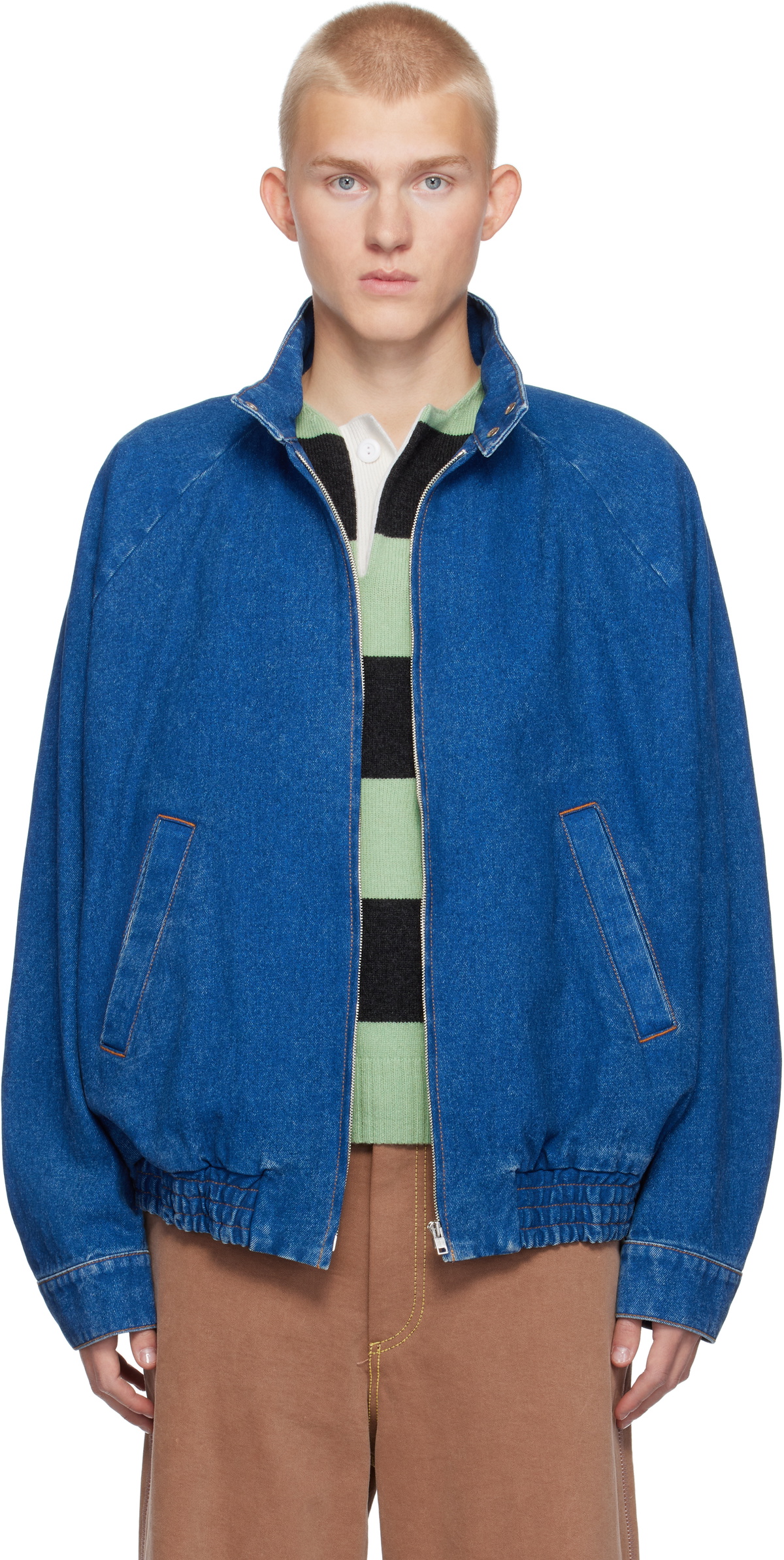 Marni Blue Stand Collar Denim Jacket Marni Marni Blue Stand Collar Denim Jacket Marni