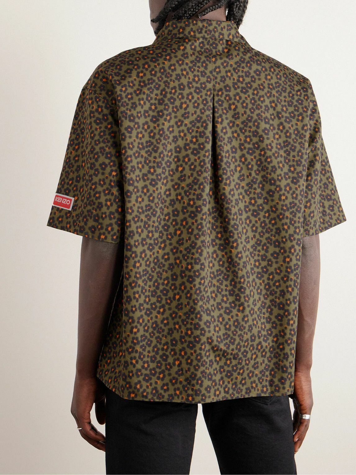 KENZO - Hana Leopard Printed Cotton and Silk-Blend Shirt - Green Kenzo