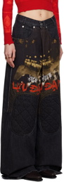 LU'U DAN Black Knee Patch Jeans