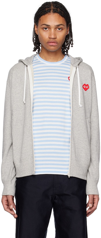 Photo: Comme des Garçons Play Gray Invader Edition Heart Hoodie