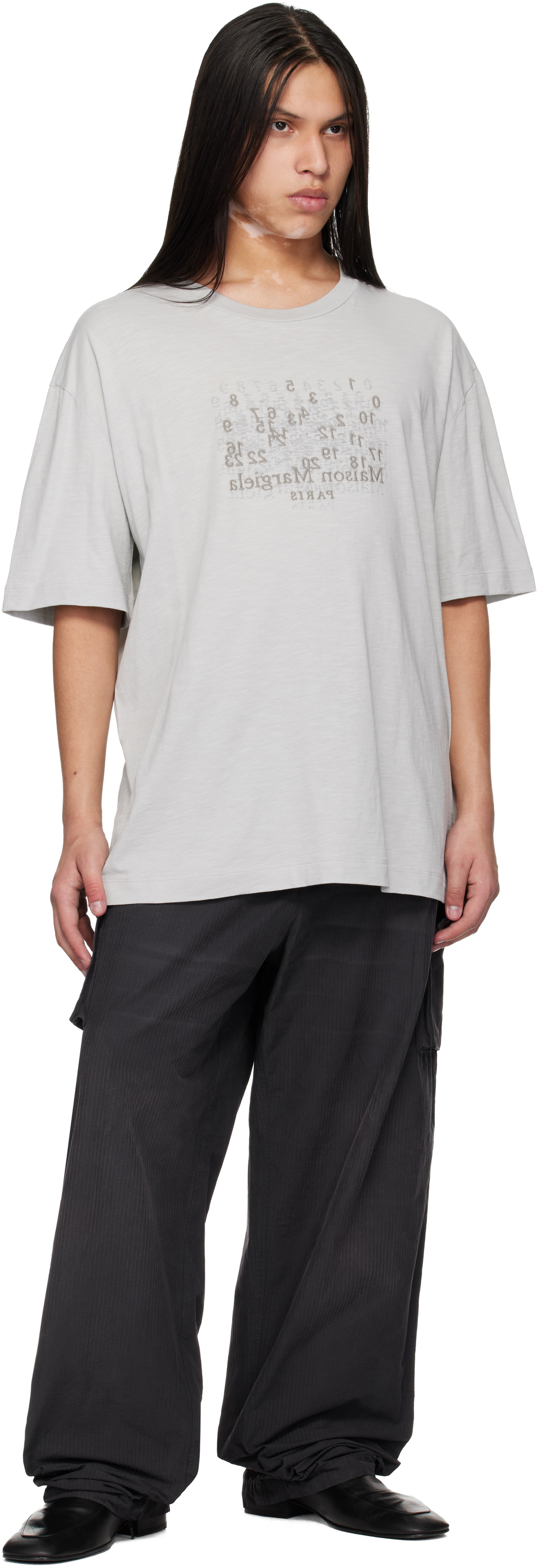Maison Margiela Gray Cotton Numerical T-shirt