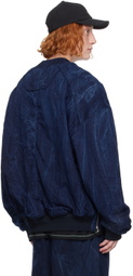 Juun.J Blue Oil-Washed Denim Bomber Jacket