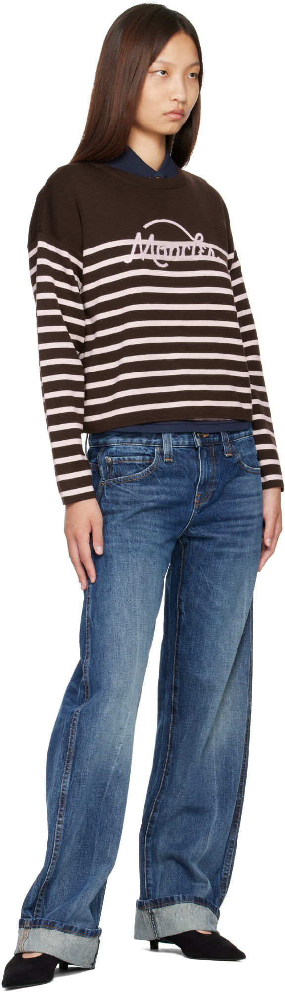 Moncler Brown Striped Wool Sweater