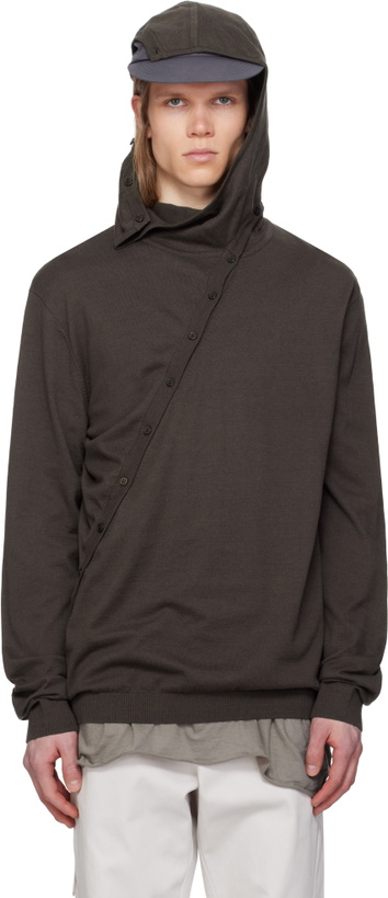 Photo: POST ARCHIVE FACTION (PAF) Brown 8.0 Knit Center Hoodie